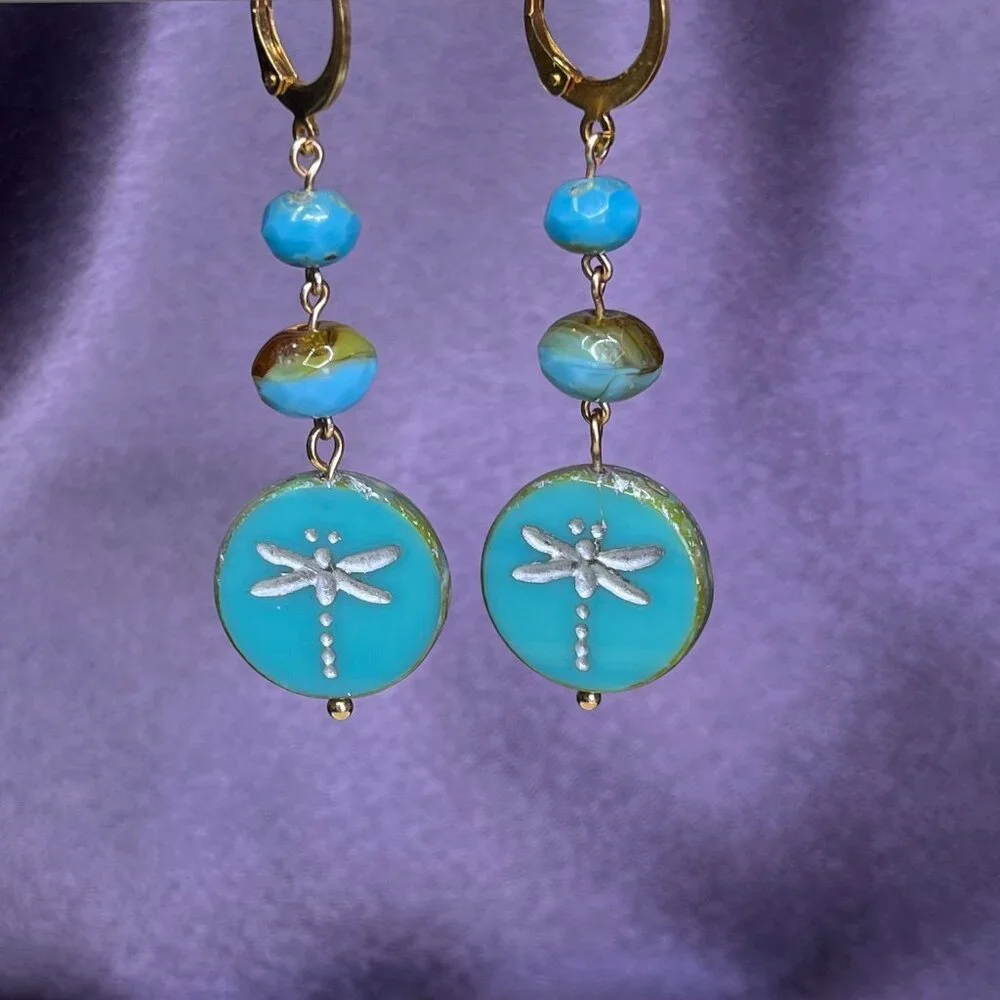 Nature-Inspired Dragon Fly Dangle Earrings - Artisan - Picture 2 of 5